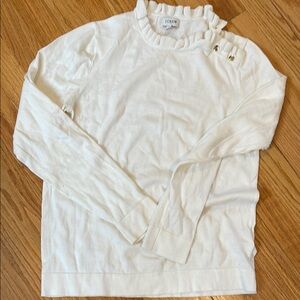 J.Crew White Ruffle Sweater